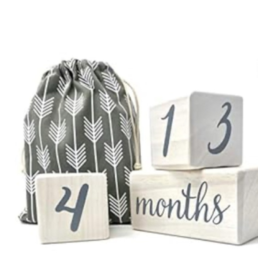 Gray and White Milestone Blocks with Bag
